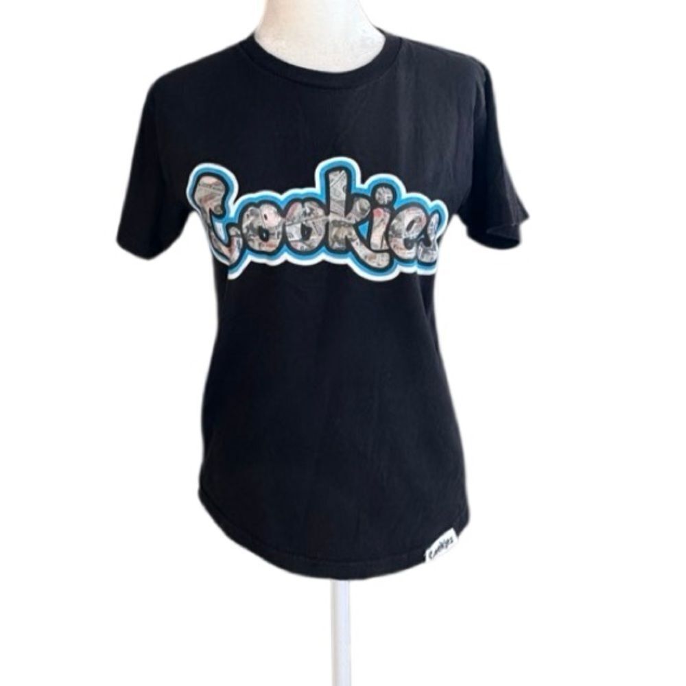 Cookies Black Tee Shirt Logo 100% Cotton Short Sleeve SZ S